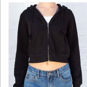 Brandy Melville cropped hooded zip sweatshirt